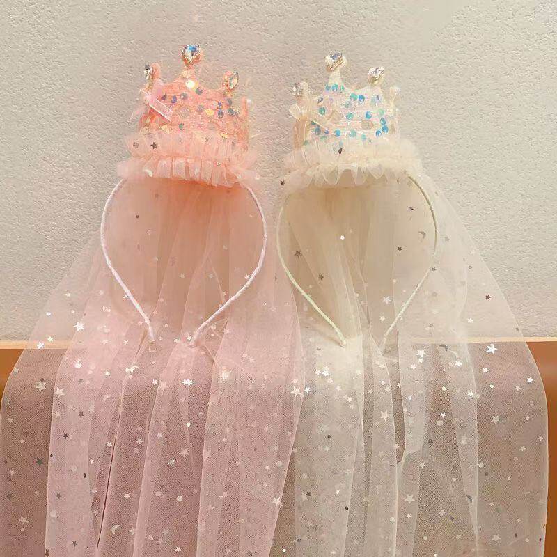 皇冠头饰儿童纱纱女童生日帽子发箍公主发卡女孩可爱卡通派对发饰