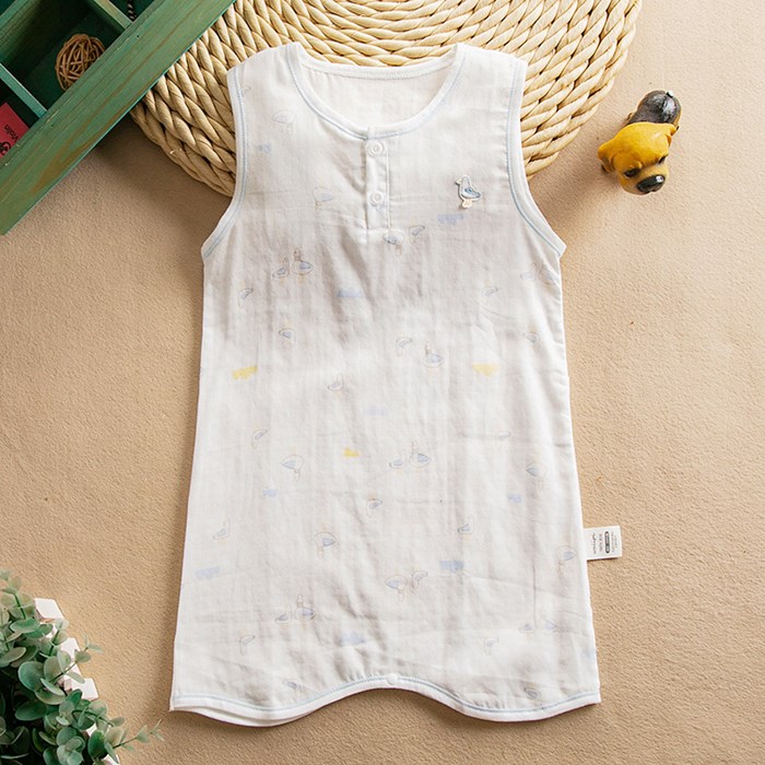 夏季宝宝背心睡袍 婴儿浴袍纯棉男女童睡裙薄款家居服 儿童睡衣服