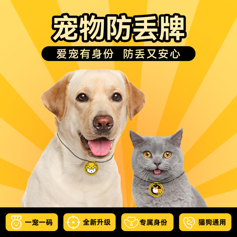 宠物防丢牌防丢卡狗牌身份牌挂牌挂饰防走失猫狗通用追踪卡通项圈