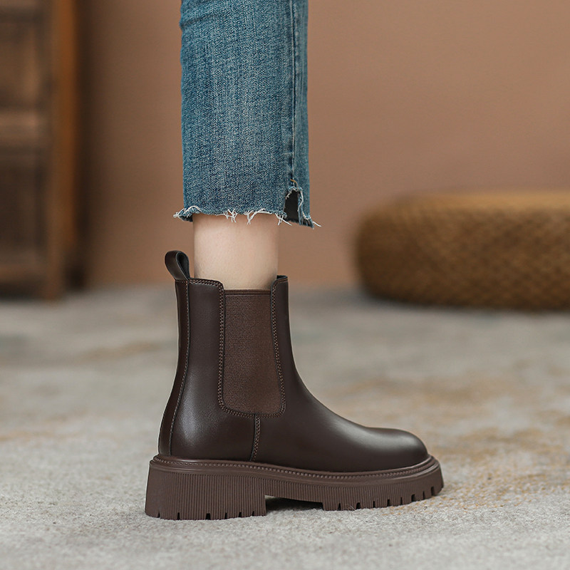 LEATHER PLATFORM MARTIN BOOTS WOMENS UK FALL WINTER 2023 NEW CHELSEA BOOTS BOOTS VELVET BOOTS