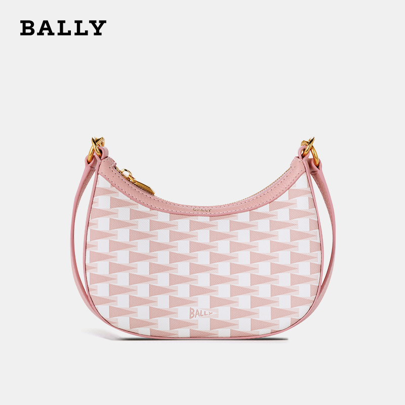 Bally/巴利女款皮质印花新月包