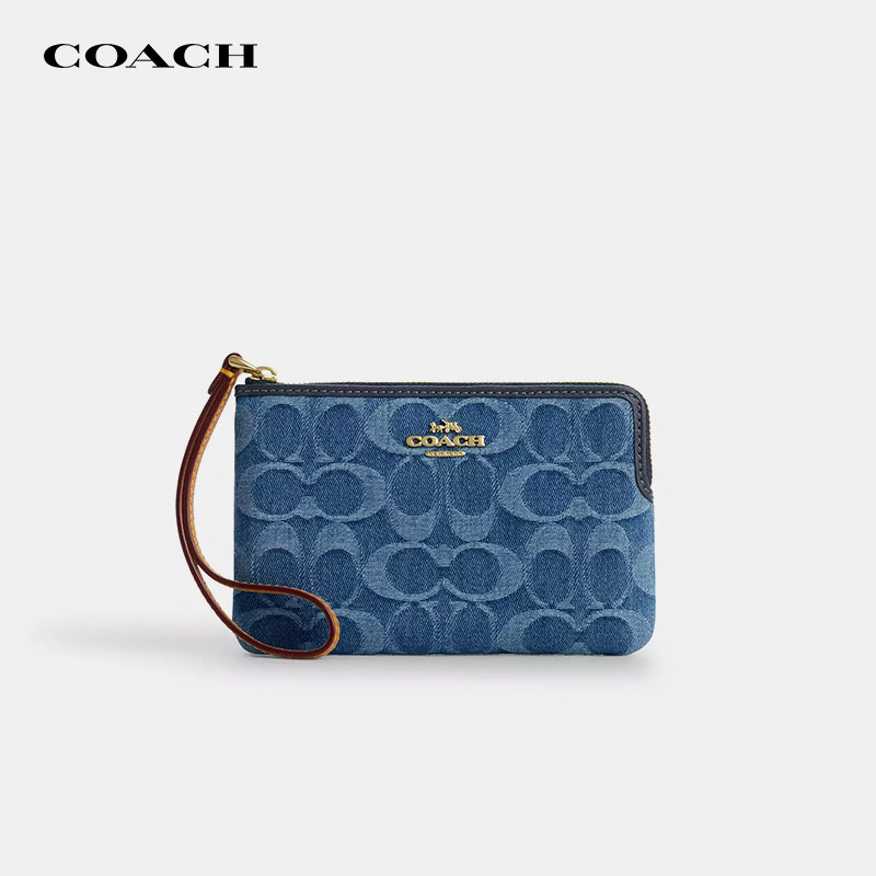 【正品保证】COACH/蔻驰女士2026新款钱包拼色手腕包迷你零钱卡包