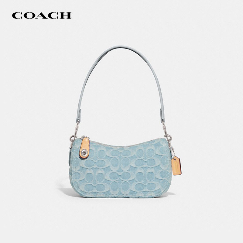 【官方授权】COACH/蔻驰专柜款Swinger丹宁腋下包香布雷麻将包女