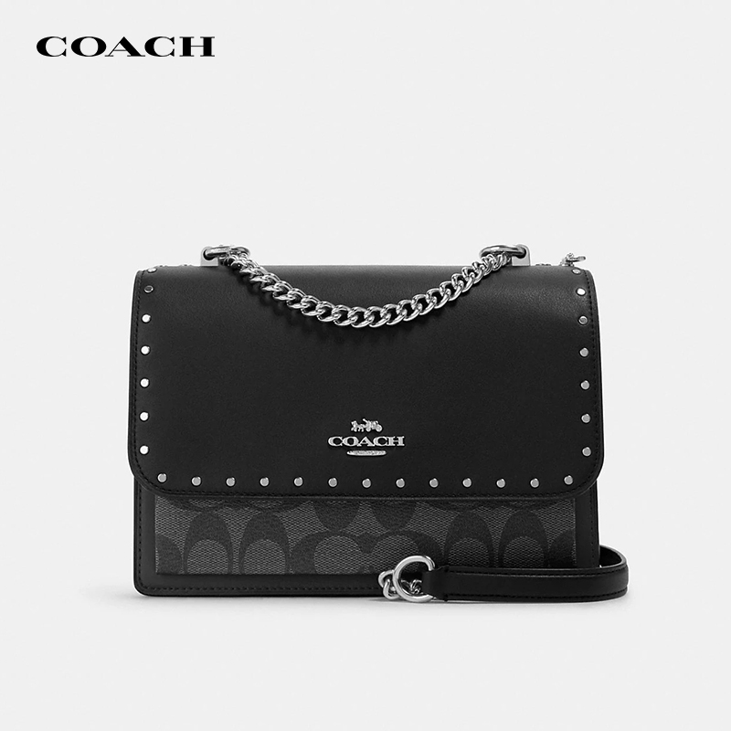 COACH/蔻驰Klare黑色铆钉风琴包