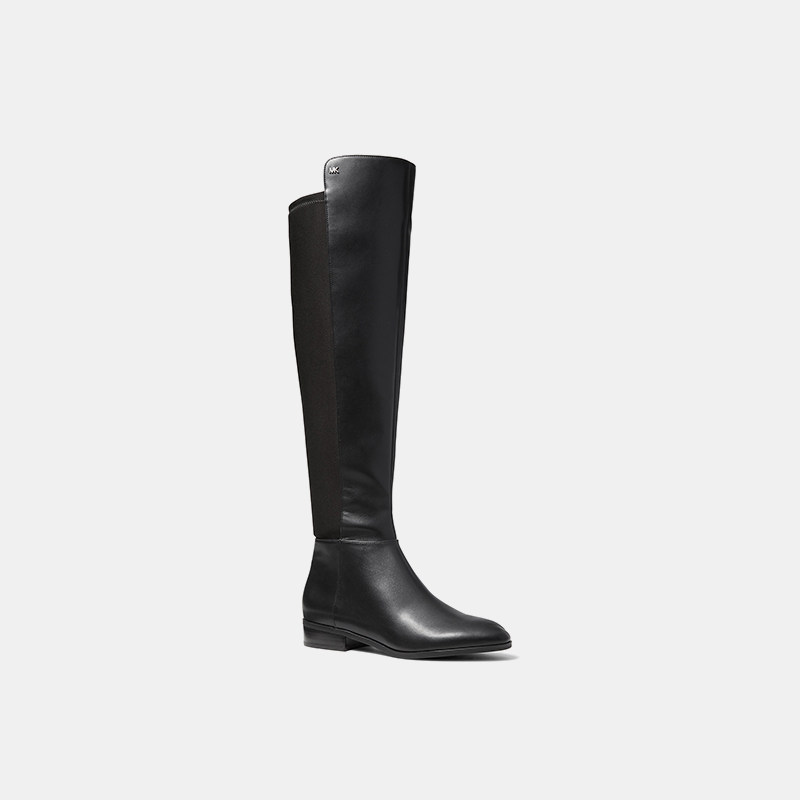 MK女士轻奢皮靴时尚百搭黑色靴子