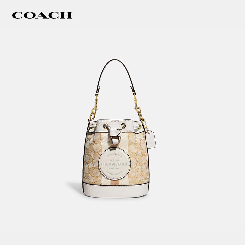 COACH/蔻驰奢侈品女包Dempsey老花新款单肩斜挎包小号水桶包