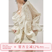 聚划算直播间专享 新中式 衬衫 盘扣国风长喇叭袖 设计感气质上衣