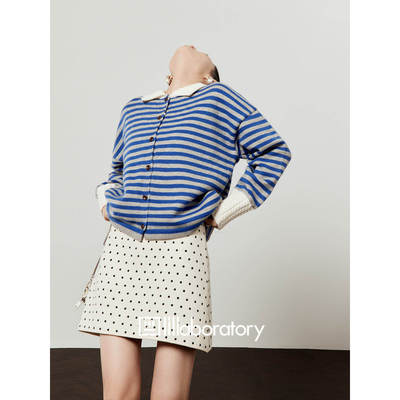 条纹针织开衫宽松显瘦毛衣外套