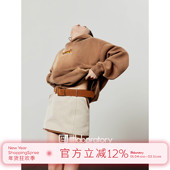 「周里物出品」棕色卫衣女2025秋季 新款 豹纹刺绣水洗做旧连帽上衣