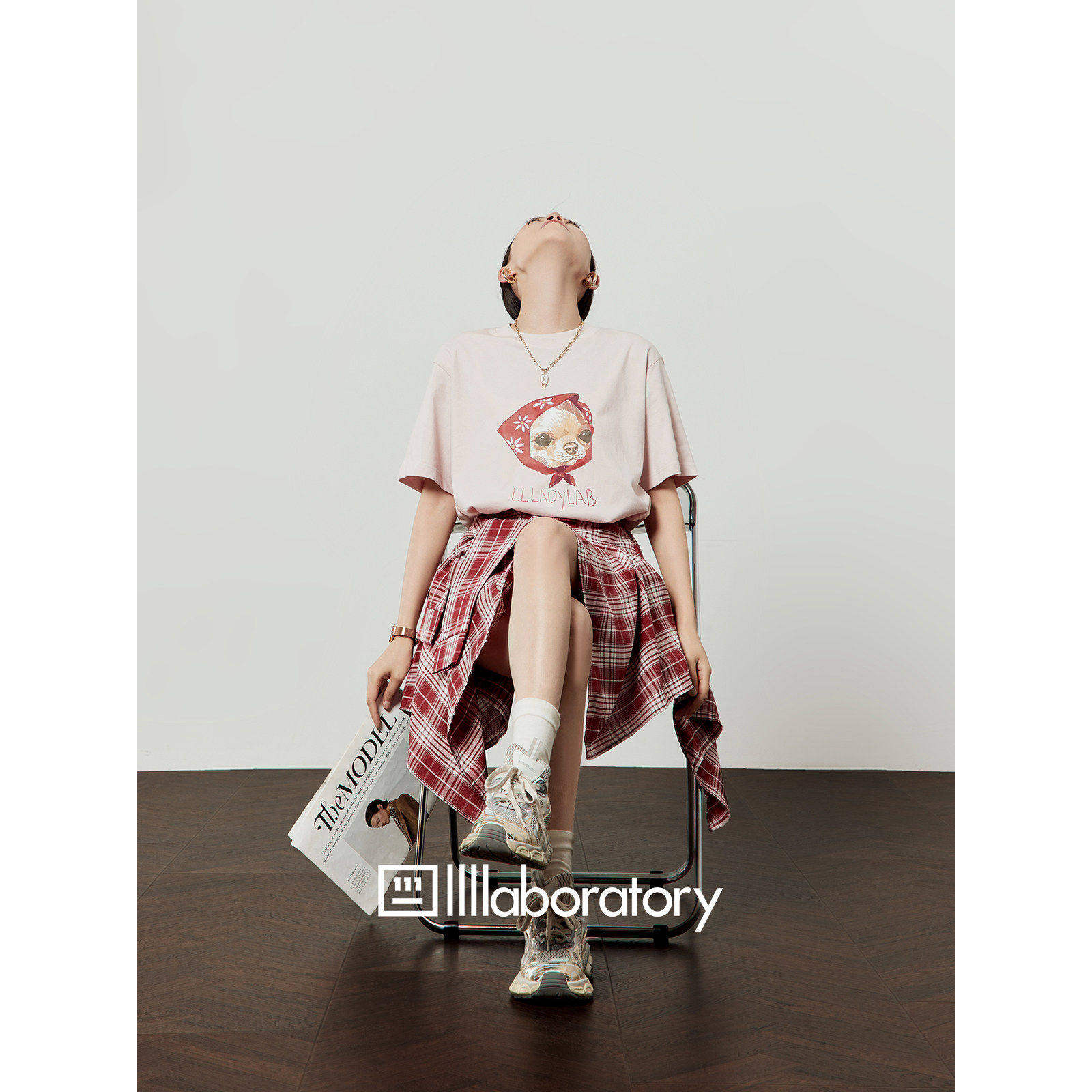 「周里物出品」桃花粉T恤女2025夏新款卡通印花宽松圆领通勤短袖