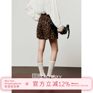 周里物「豹纹」豹纹休闲裤女2025夏季新款宽松高腰宽松直筒短裤