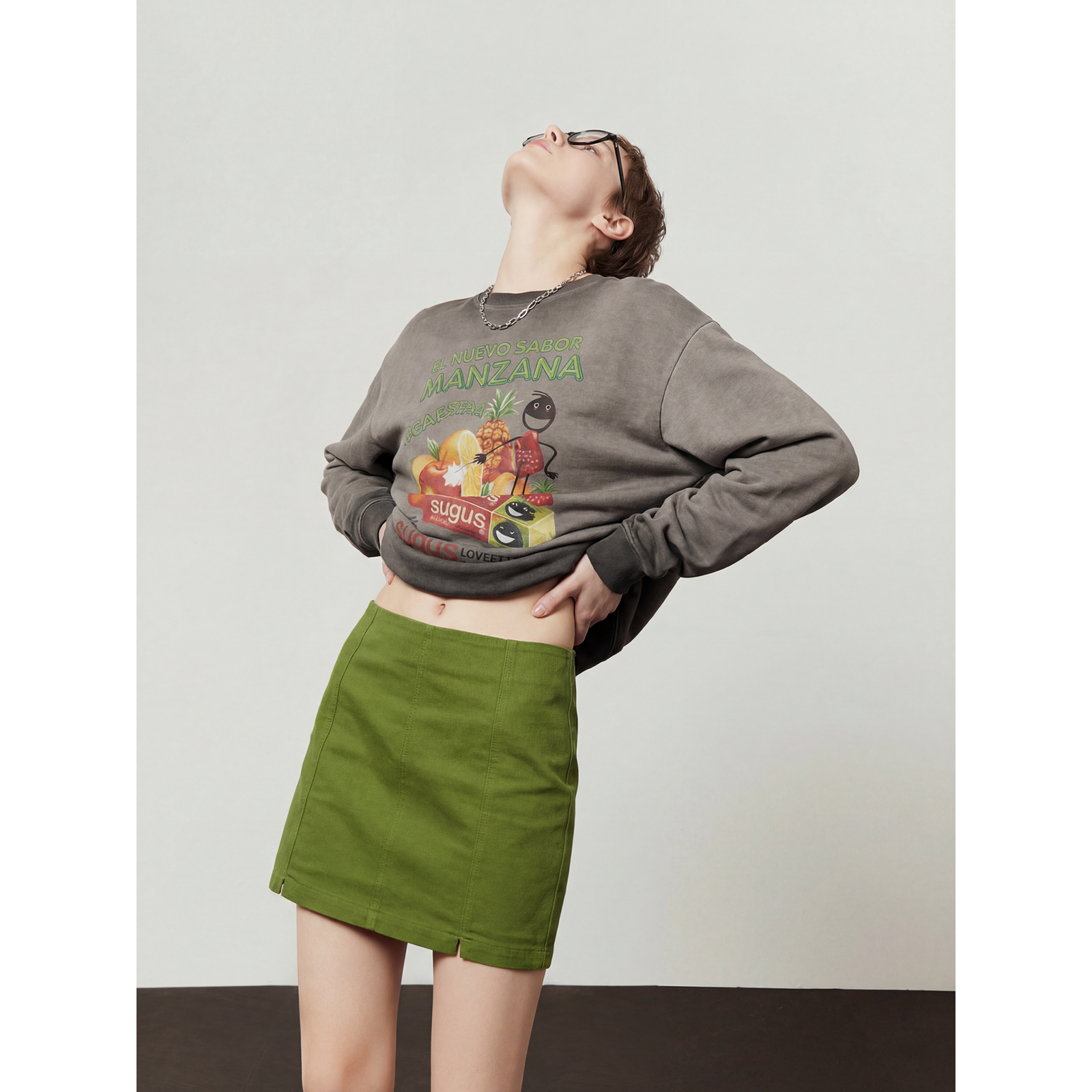 周里物出品「热带水果」废土灰T恤女2026春季新款宽松风印花长袖,女装/女士精品,T恤,淘宝优惠券,粉丝福利购,淘宝优惠卷