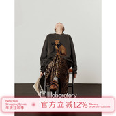 「周里物出品」深灰色卫衣女2025秋新款 豹之礼赞印花宽松休闲上衣