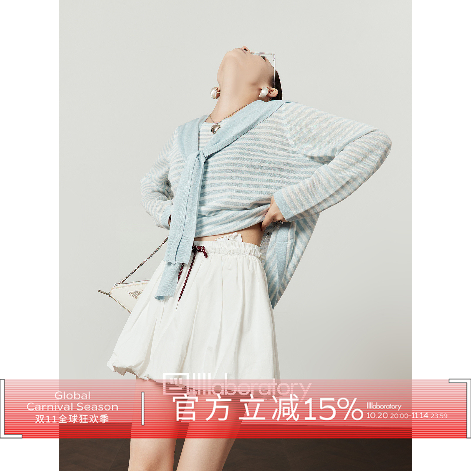 条纹圆领宽松显瘦针织衫