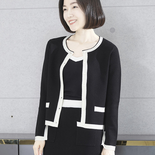 高端毛衣外套女开衫洋气羊毛衫减龄宽松圆领短装针织衫长袖上衣新