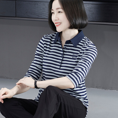 纯棉中袖上衣女七分袖高端T恤衫