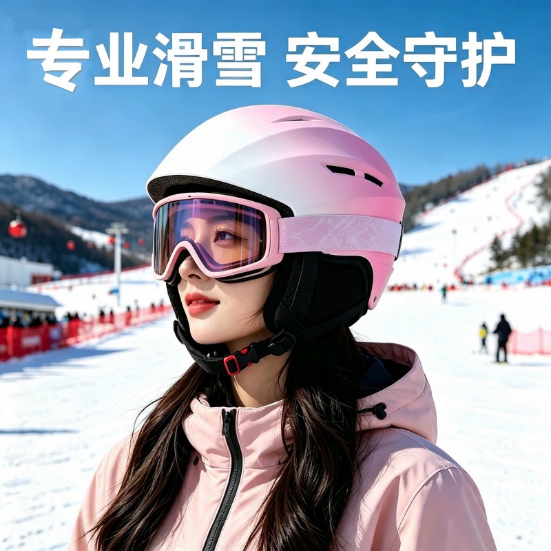 成人加大头围滑雪头盔儿童防寒保暖雪盔骑行护耳雪帽专业滑雪半盔