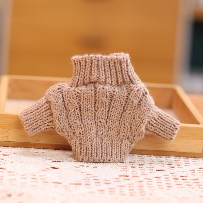 童20cm棉花娃娃毛衣掌门狗公仔衣服卡通白色扭花小娃衣米白新款