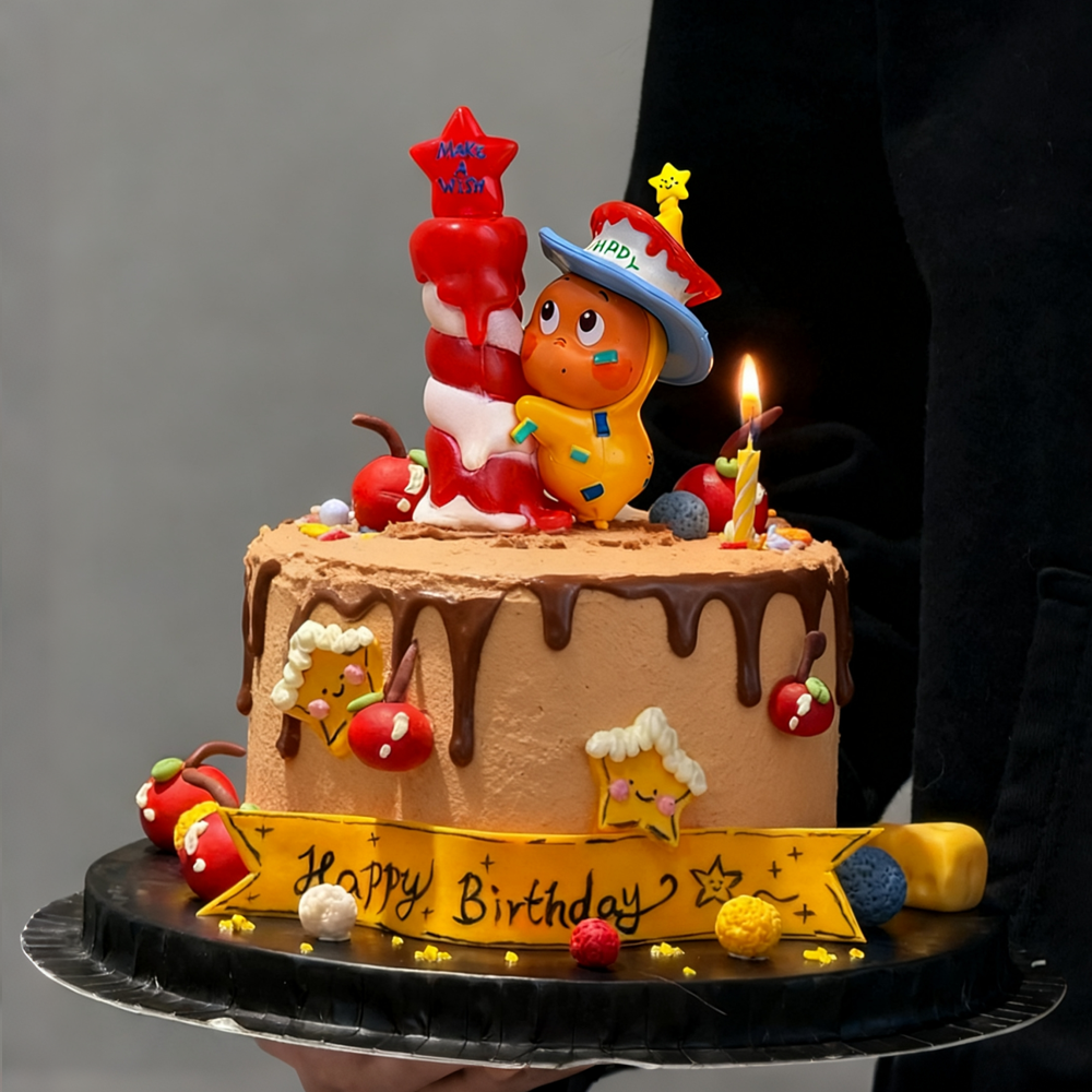 星星人蛋糕装饰摆件儿童男孩女孩生日甜品烘焙装扮卡通可爱插件