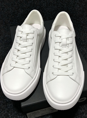 简单基础款小白鞋新款百搭休闲男鞋国潮青年厚底增高鞋真皮板鞋男