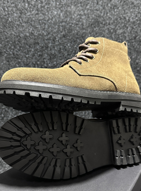 通勤款高帮鞋2025春季新款男鞋英伦复古绿棕色磨砂真皮马丁靴男士