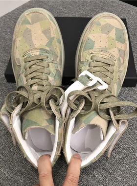 2025春季新品增高厚底男鞋欧美ins迷彩潮鞋真皮魔术贴高帮板鞋男