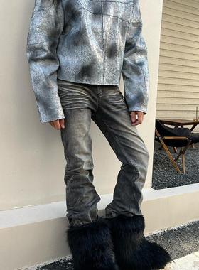 IHF“69club” 2024秋瘦腿低腰修身巴家拖地百搭复古微喇叭牛仔裤