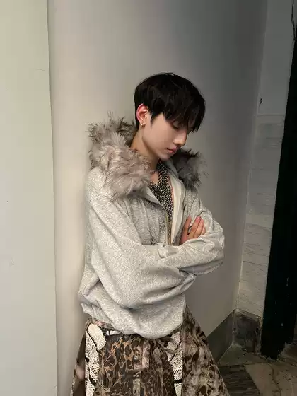 Ihf "Human Connector" Japanese Gothic Lgb Fur Collar Hooded Sweatshirt Unisex Loose Casual Versatile Couple Jacket