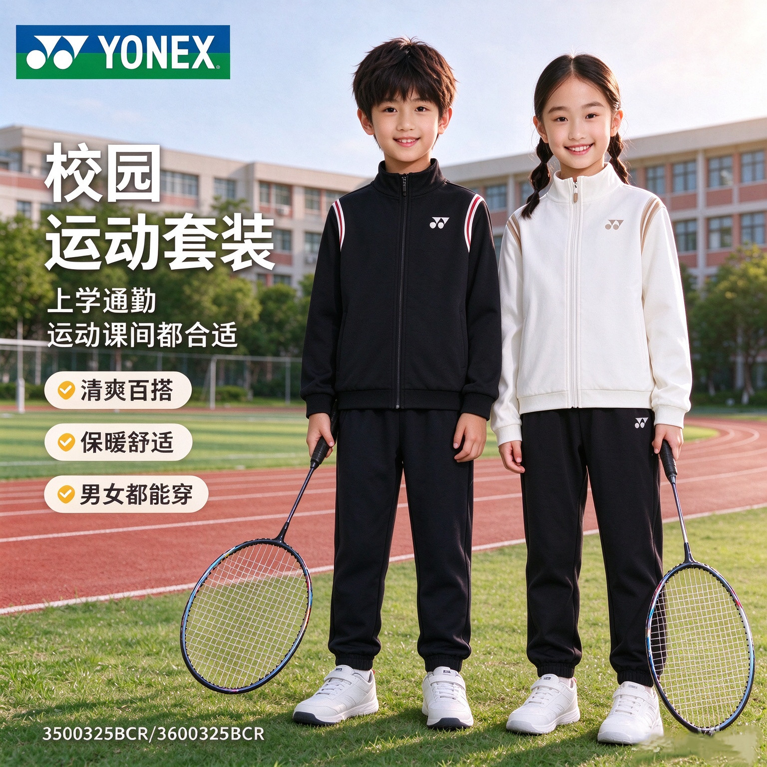 新款YONEX尤尼克斯儿童羽毛球服秋冬上衣长裤运动3500325外套运动