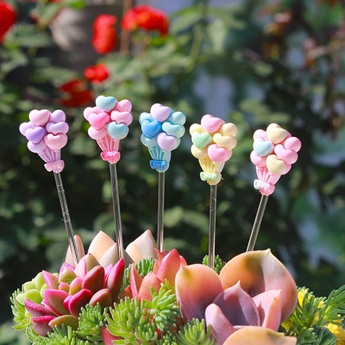 可爱粉色汽球小花插花园盆栽装饰