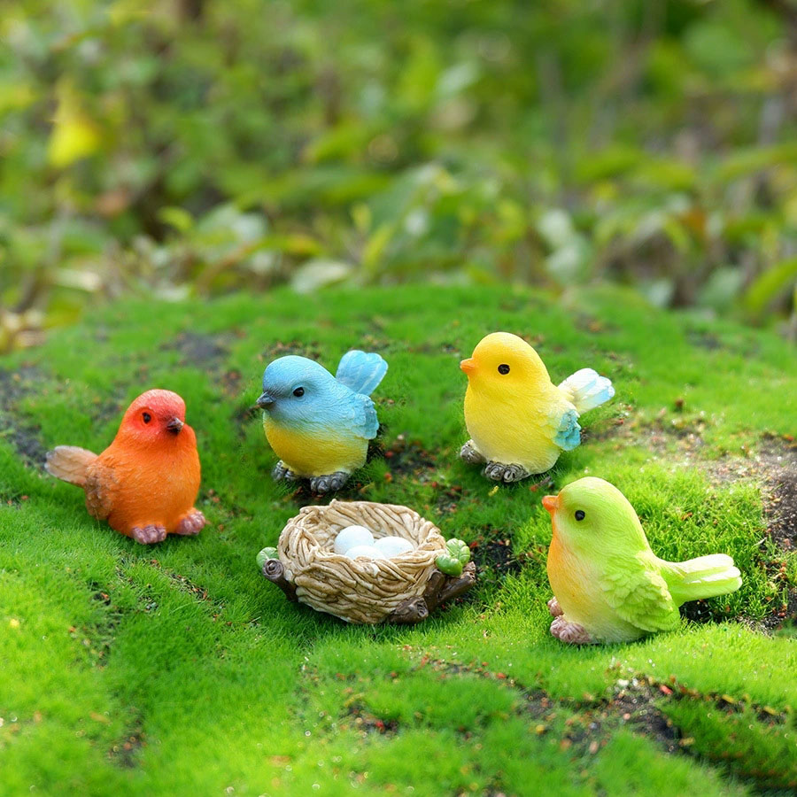 可爱小鸟迷你仿真树脂摆件微景观材料苔藓花园绿植多肉盆栽造景布