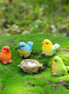 可爱小鸟迷你仿真树脂摆件微景观材料苔藓花园绿植多肉盆栽造景布