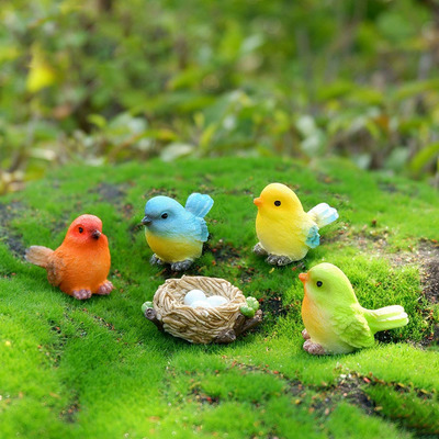 可爱小鸟迷你仿真树脂摆件微景观材料苔藓花园绿植多肉盆栽造景布