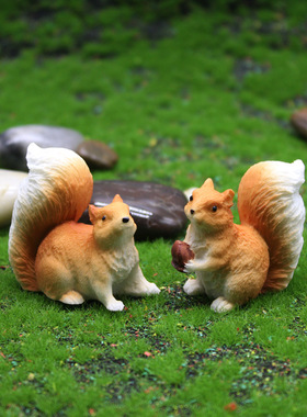 可爱小松鼠摆件公仔苔藓微景观