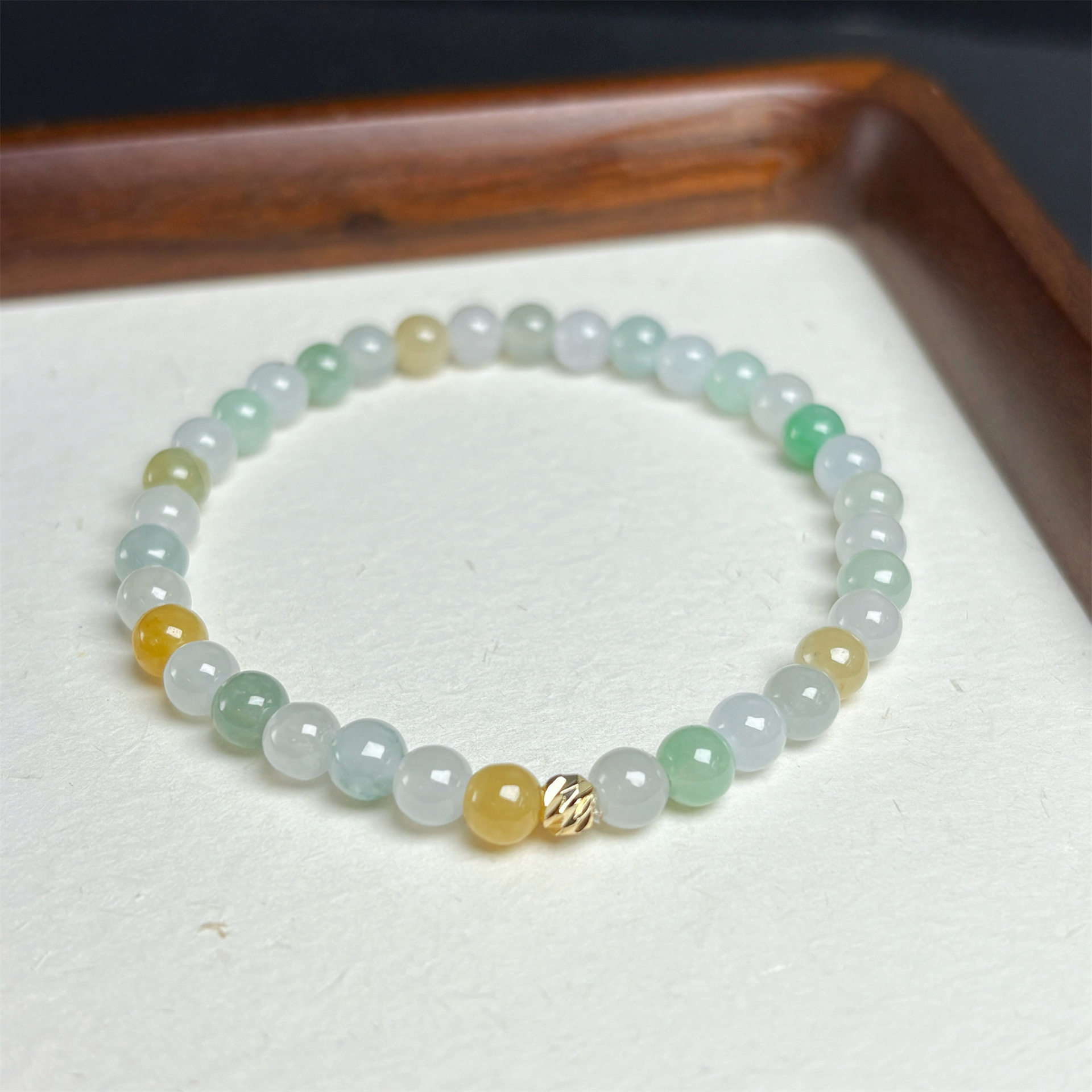 5mm冰种三彩翡翠多宝手链A货叠戴款玉石串珠手饰通用配件