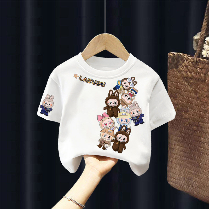 白色儿童t恤女童纯棉短袖2026新款夏季亲子装男童衣服半袖上衣ins