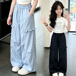 2026超火女童裤子儿童轻薄夏裤女大童防蚊裤夏装速干工装裤初中生