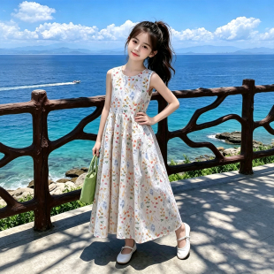 适合海边拍照的女童裙子夏季碎花连衣裙2026新款儿童海边度假长裙