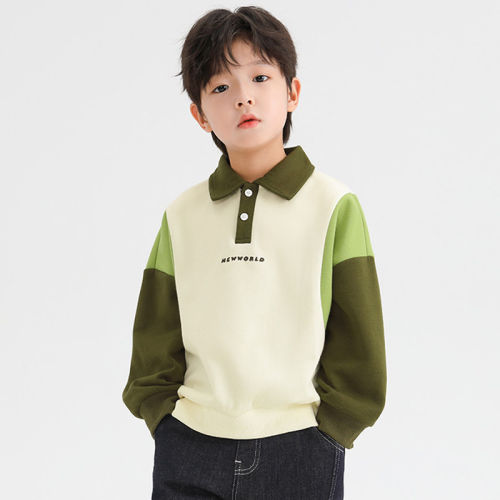 春秋薄款男童长袖t学院风POLO衫