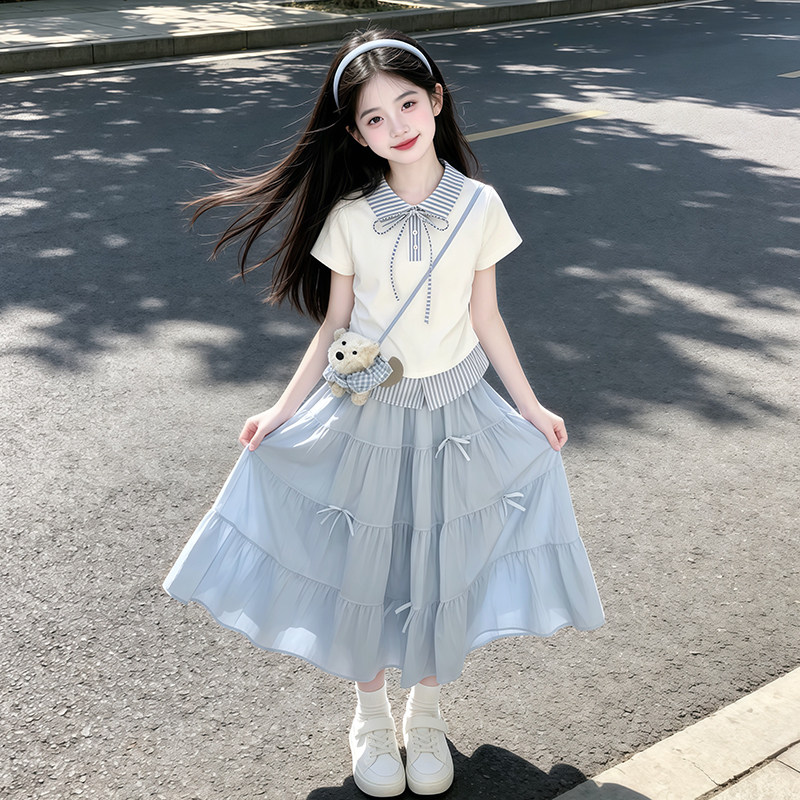 儿童套装女洋气时髦连衣裙两件套图片