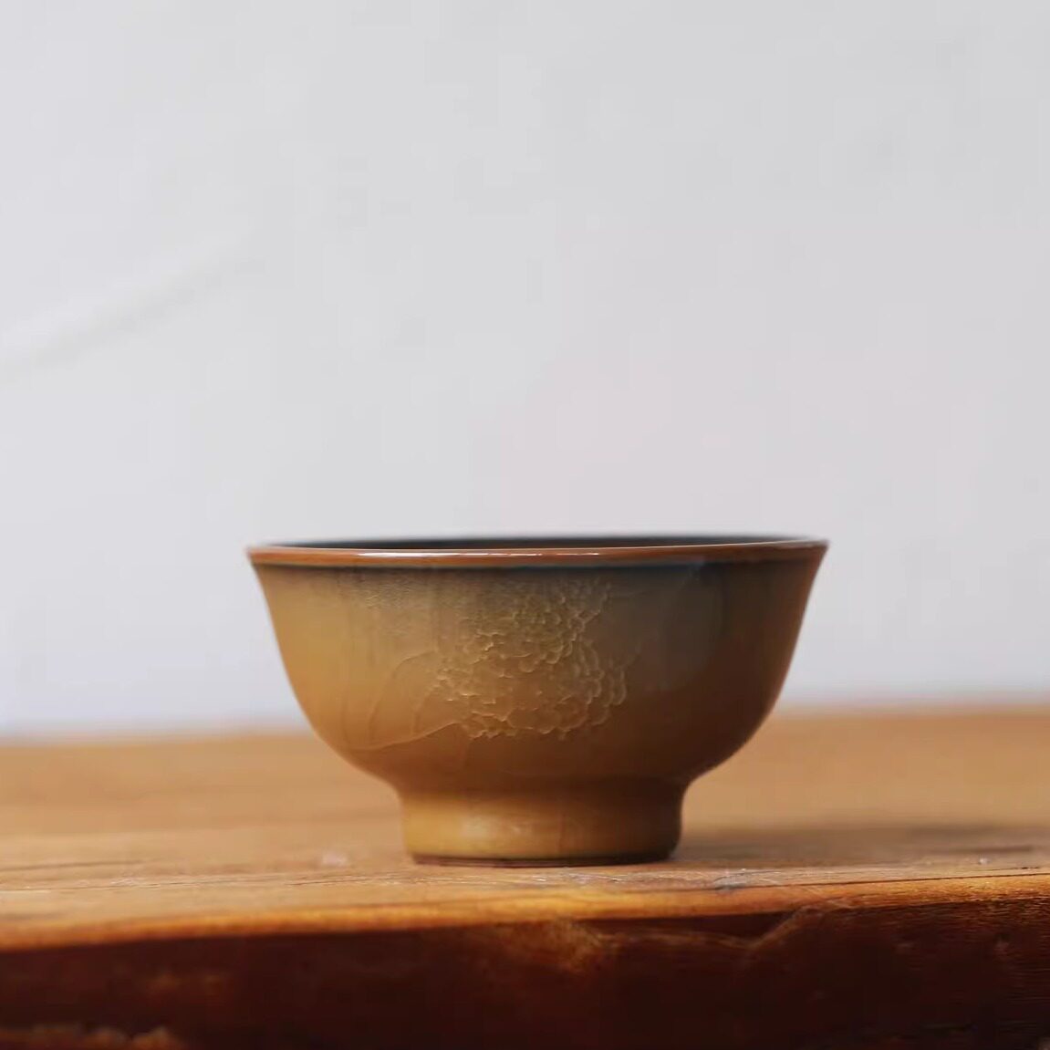 黄长伟枯叶黄釉主人杯中式青瓷茶杯纯手工龙泉市陶瓷茶具礼盒装