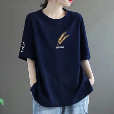 高品质纯棉新款印花洋气短袖T恤上衣时尚百搭显瘦打底衫短袖T恤女