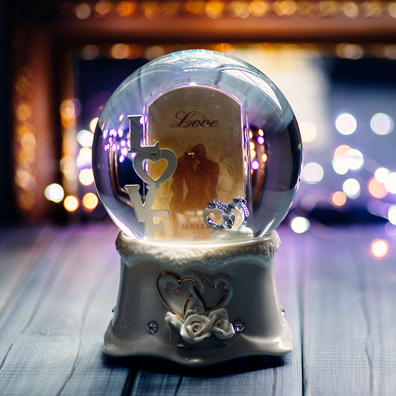 JARLL CRYSTAL BALL MUSIC BELL MUSIC BOX DOUBLE SWAN WEDDING PHOTO FRAME VALENTINES DAY WEDDING GIFT GIFT ORNAMENT