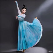 芙蓉似锦满城花舞蹈演出服装 女子群舞古典舞歌伴舞飘逸伴舞长花裙