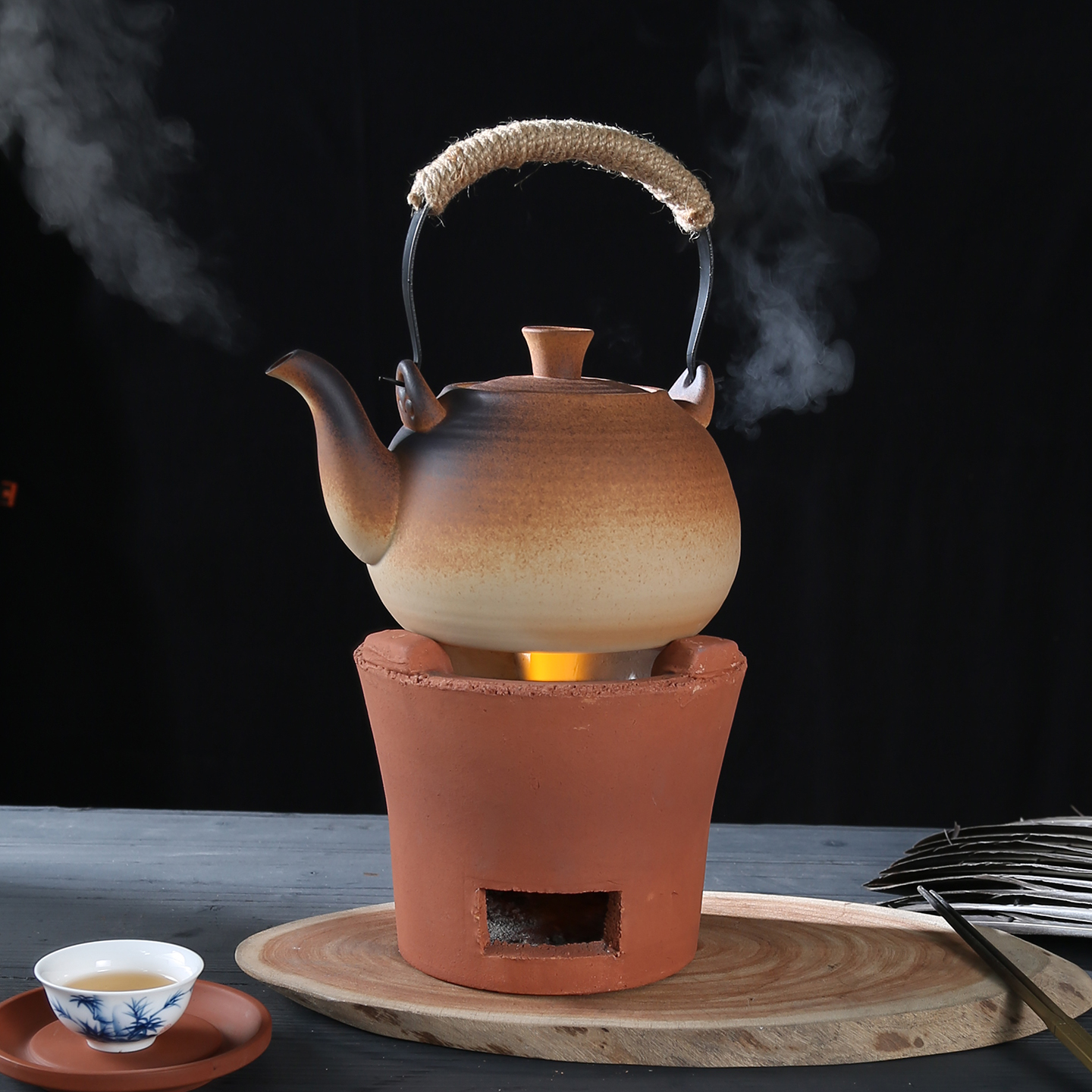 炭炉烧碳炉红泥炉小火炉围炉橄榄炭木炭功夫煮茶器家用烧水复古炉