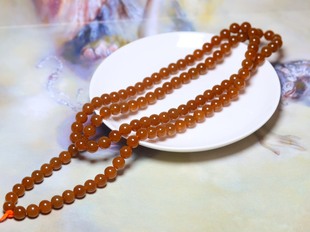 和田玉且末糖108项链