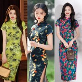 新款 优雅中式 旗袍年轻改良日常旗袍连衣裙 古风夏季 气质复古长款