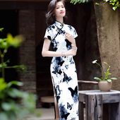 裙 复古民国风日常新款 2025老上海旗袍长款 女气质高端优雅修身