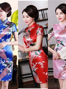 短款旗袍连衣裙改良复古修身女装婚礼学生显瘦2020高档中长款旗袍