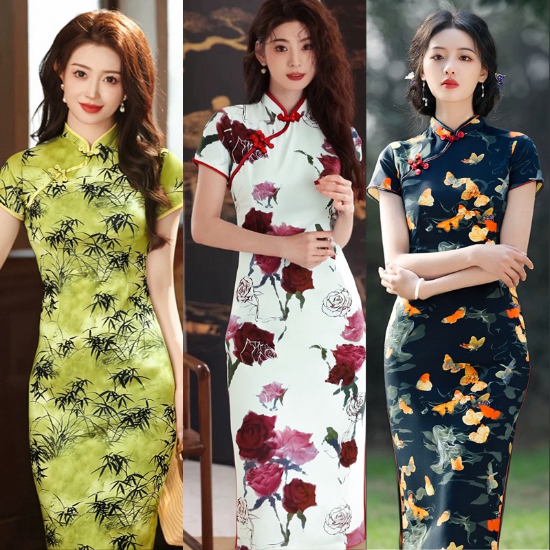 改良旗袍2025新款新中式年轻款气质素雅碎花连衣裙女春夏日常可穿